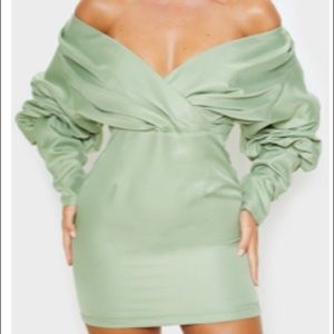 Sage Green off the shoulder dress